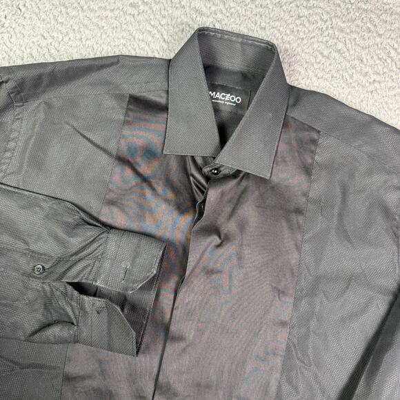 Maceoo Other - Maceoo Shirt Mens M (3) Black Fibonacci AngledLines Classic Tuxedo Italian